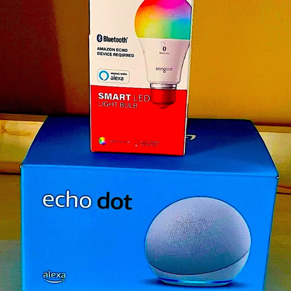 Brand New Echo Dot 4th Generation with New in box light bulb